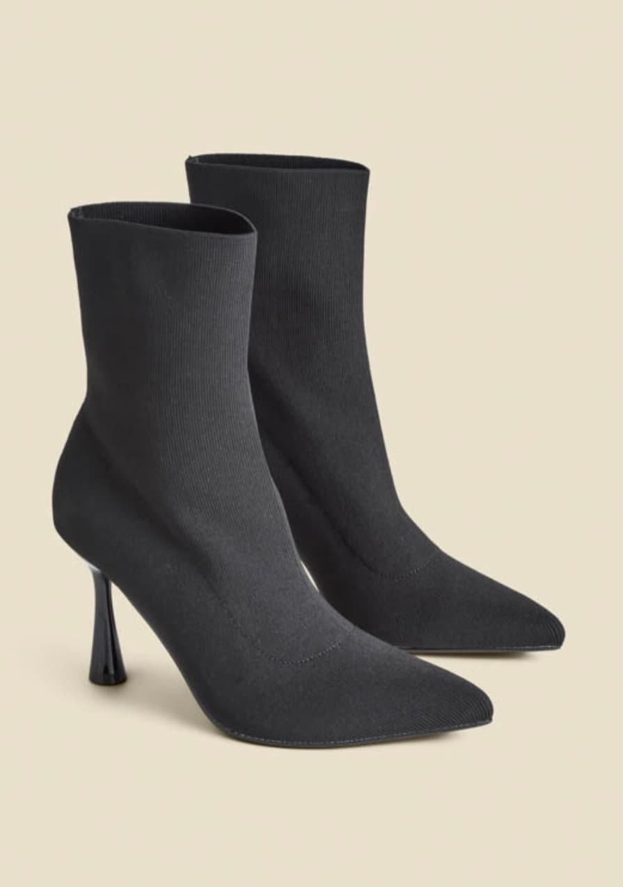 Black Flared Heel Sock Boot — image 1 of 2