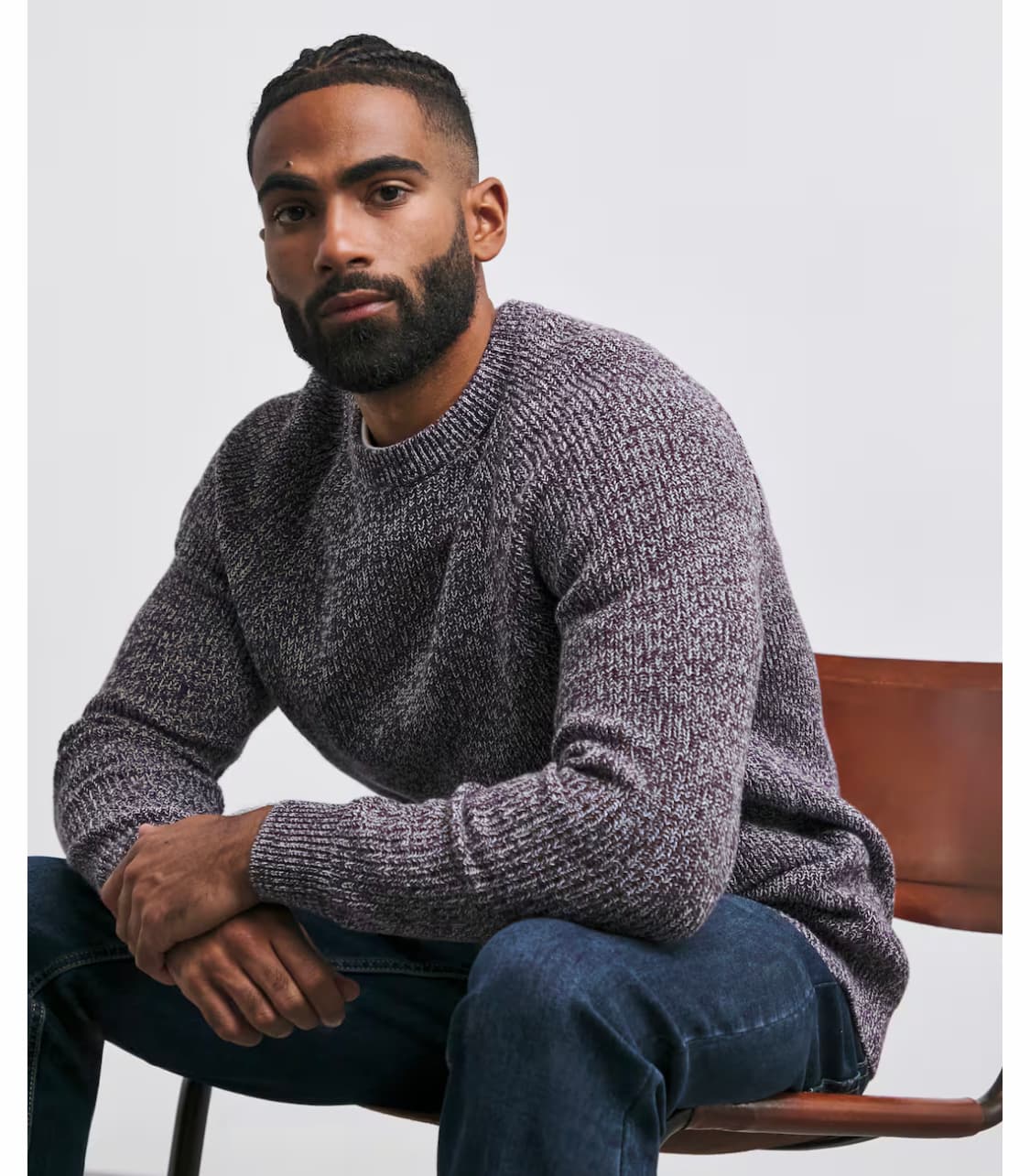 Purple Twisted Knit Crew Neck Jumper — image 1 of 3