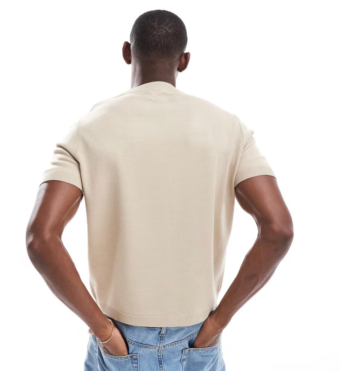 ASOS DESIGN relaxed boxy fine knit t-shirt in camel — image 2 of 3