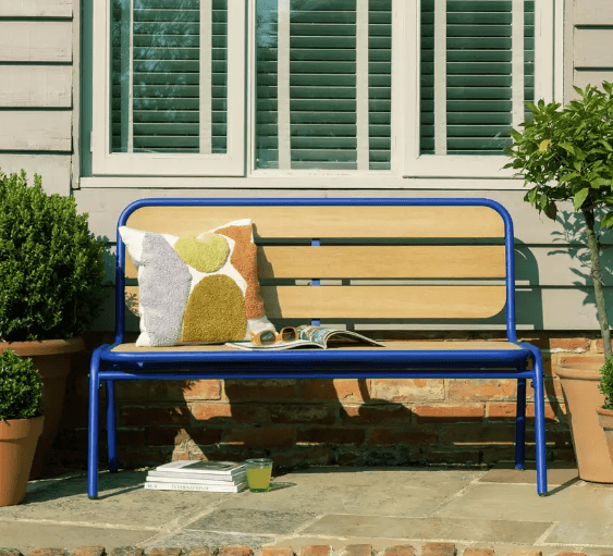 Habitat 2 Seater Wooden Garden Bench - Blue — image 1 of 2