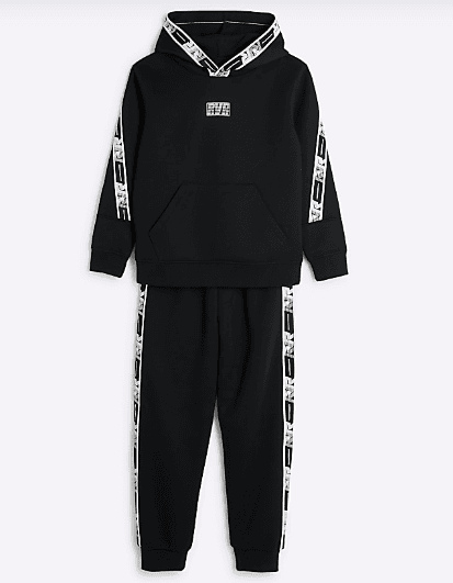 Boys Black RVR Taped Hoodie And Jogger Set — image 1 of 2