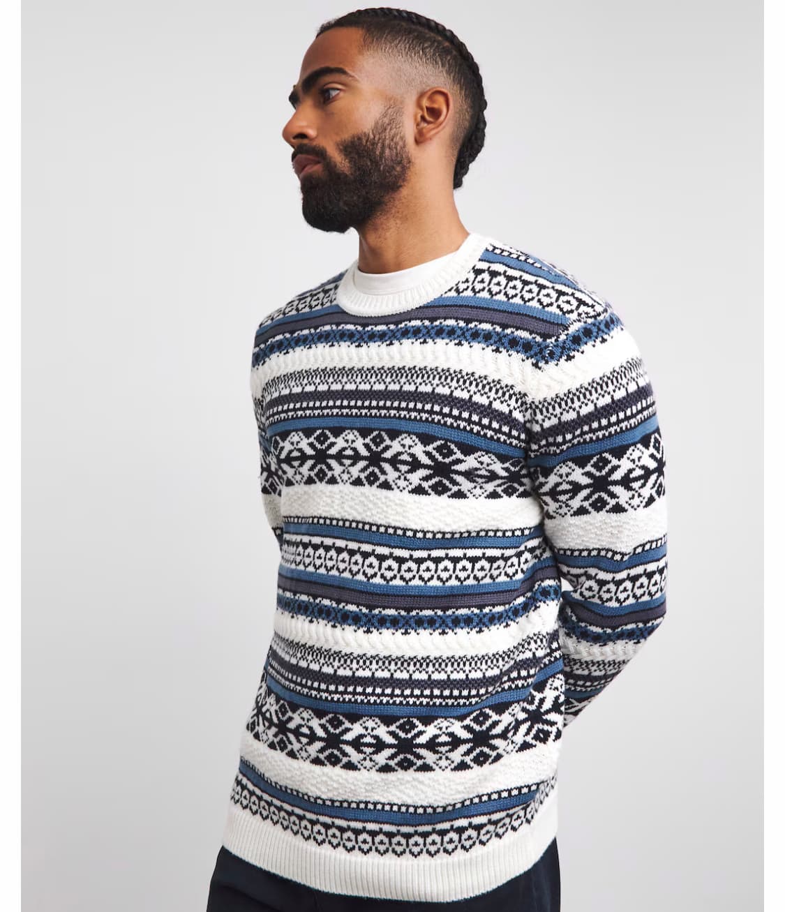 Navy Crew Neck Fairisle Jumper — image 1 of 3