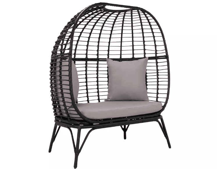 Habitat Kora 2 Seater Egg Garden Bench - Black — image 2 of 3