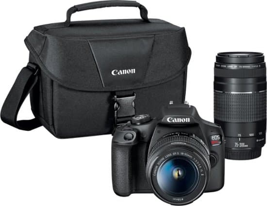 Canon - EOS Rebel T7 DSLR Video Two Lens Kit with EF-S 18-55mm and EF 75-300mm Lenses — image 1 of 2