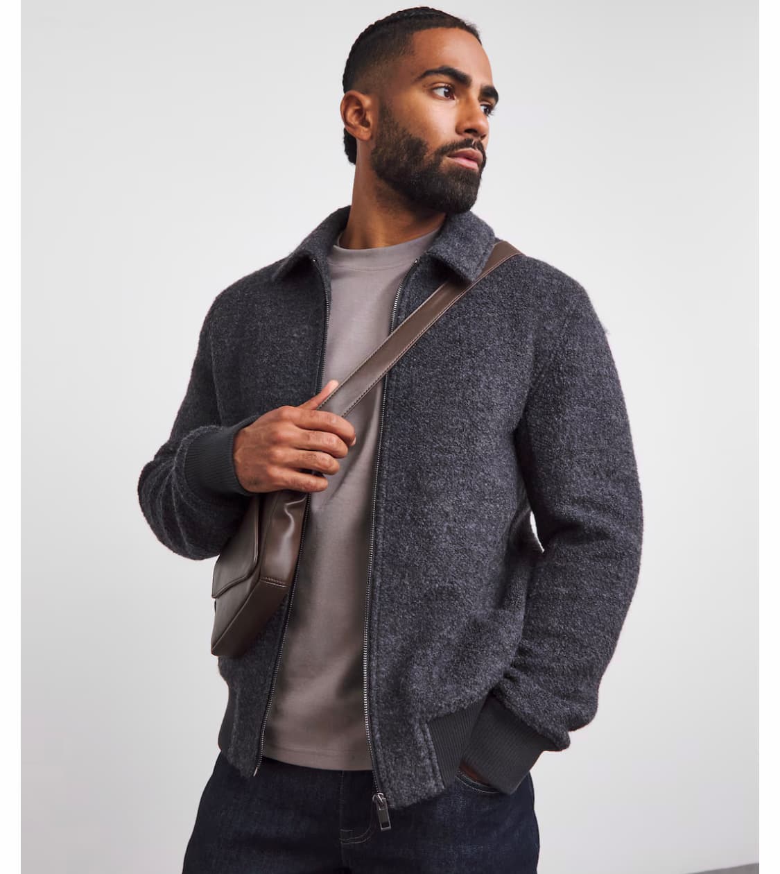 Wool Boucle Relaxed Varisty Jacket — image 1 of 3
