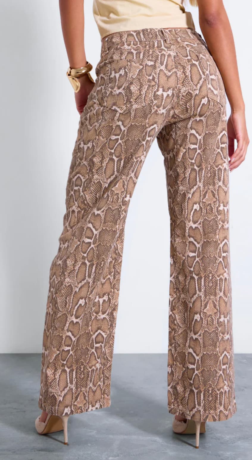 Brown Snake Print Wide Leg Jean — image 3 of 3