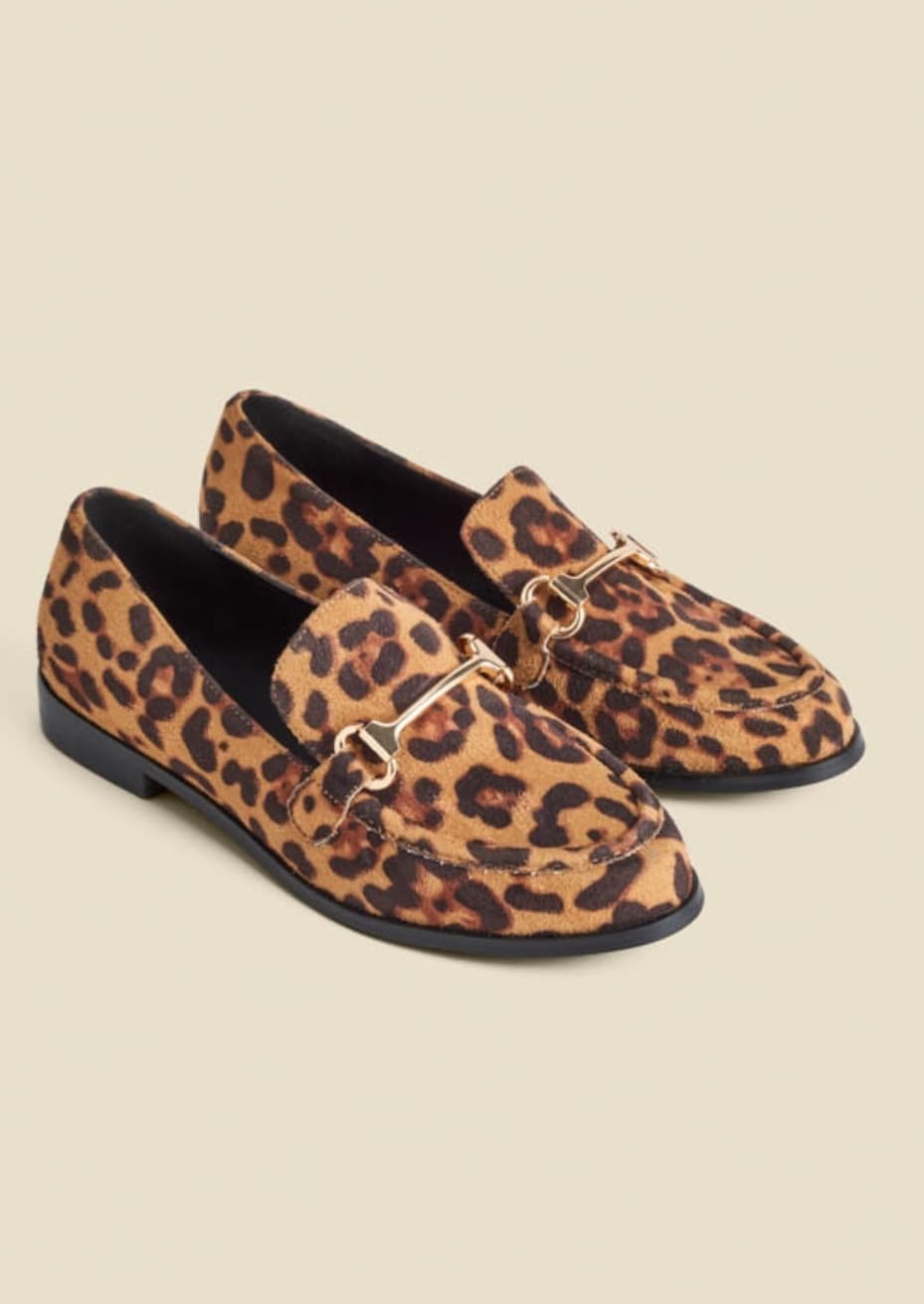 Leopard Print Snaffle Trim Mule Loafers — image 1 of 2