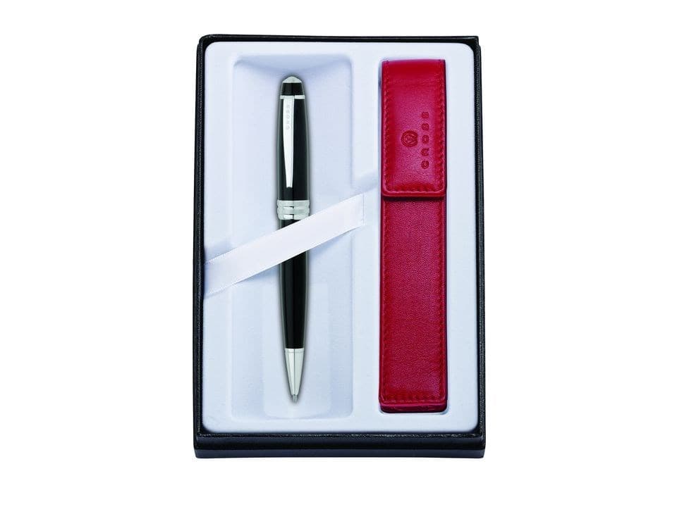 Cross AT0452-7/T2 Bailey Black Ballpoint Pen And Leather Pouch - A2157 — image 1 of 2