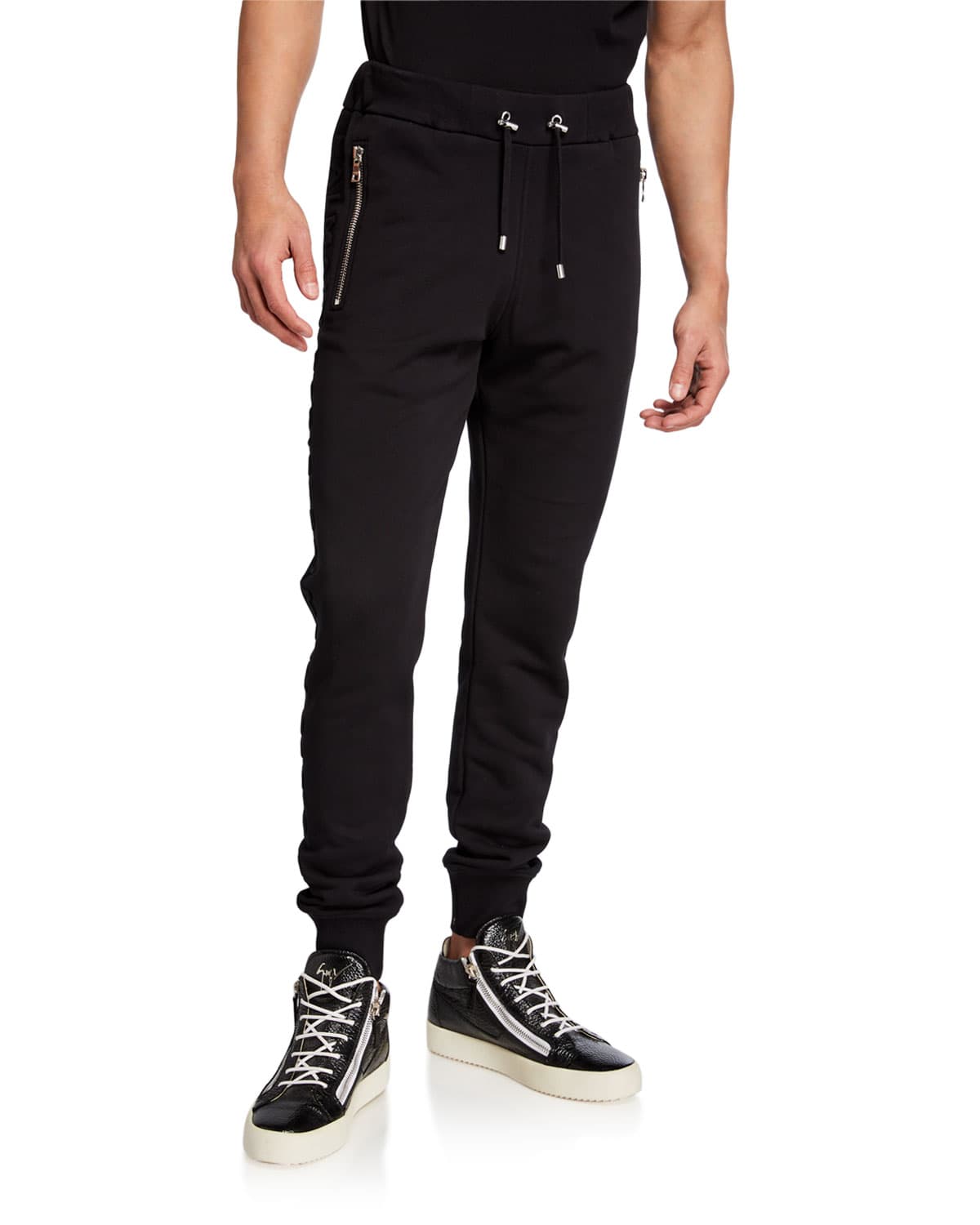Men's Embossed Logo Zip-Pocket Sweatpants — image 1 of 4