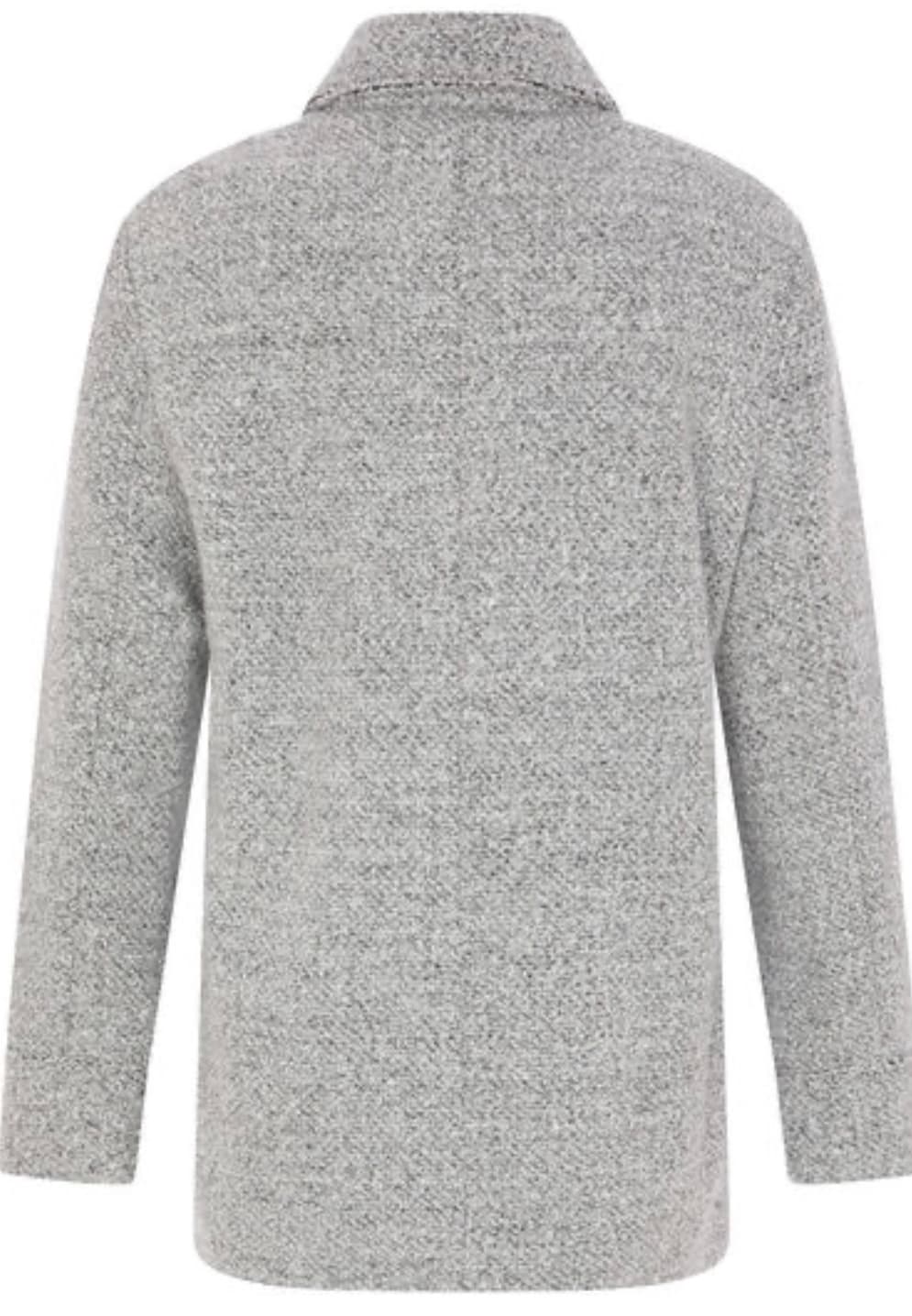 Grey Textured Short Collared Coat — image 3 of 3