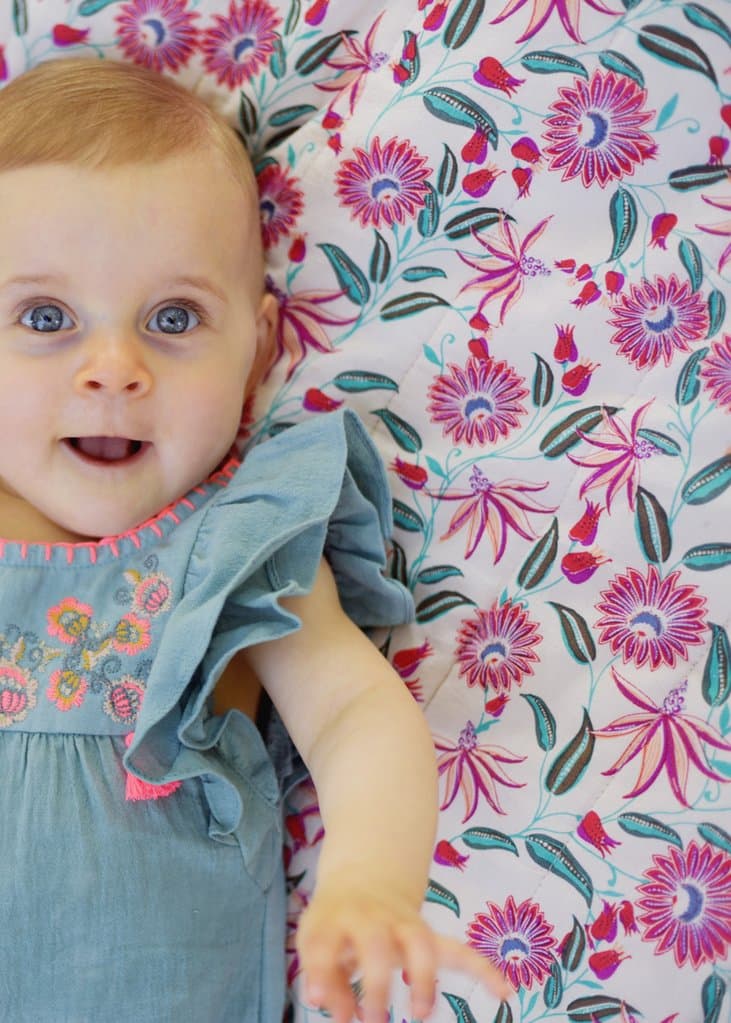 FLORAL QUILTED BLANKET - BLUSH — image 1 of 5