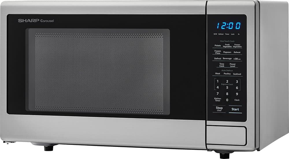 Sharp - Carousel 1.1 Cu. Ft. Mid-Size Microwave - Stainless steel — image 1 of 6