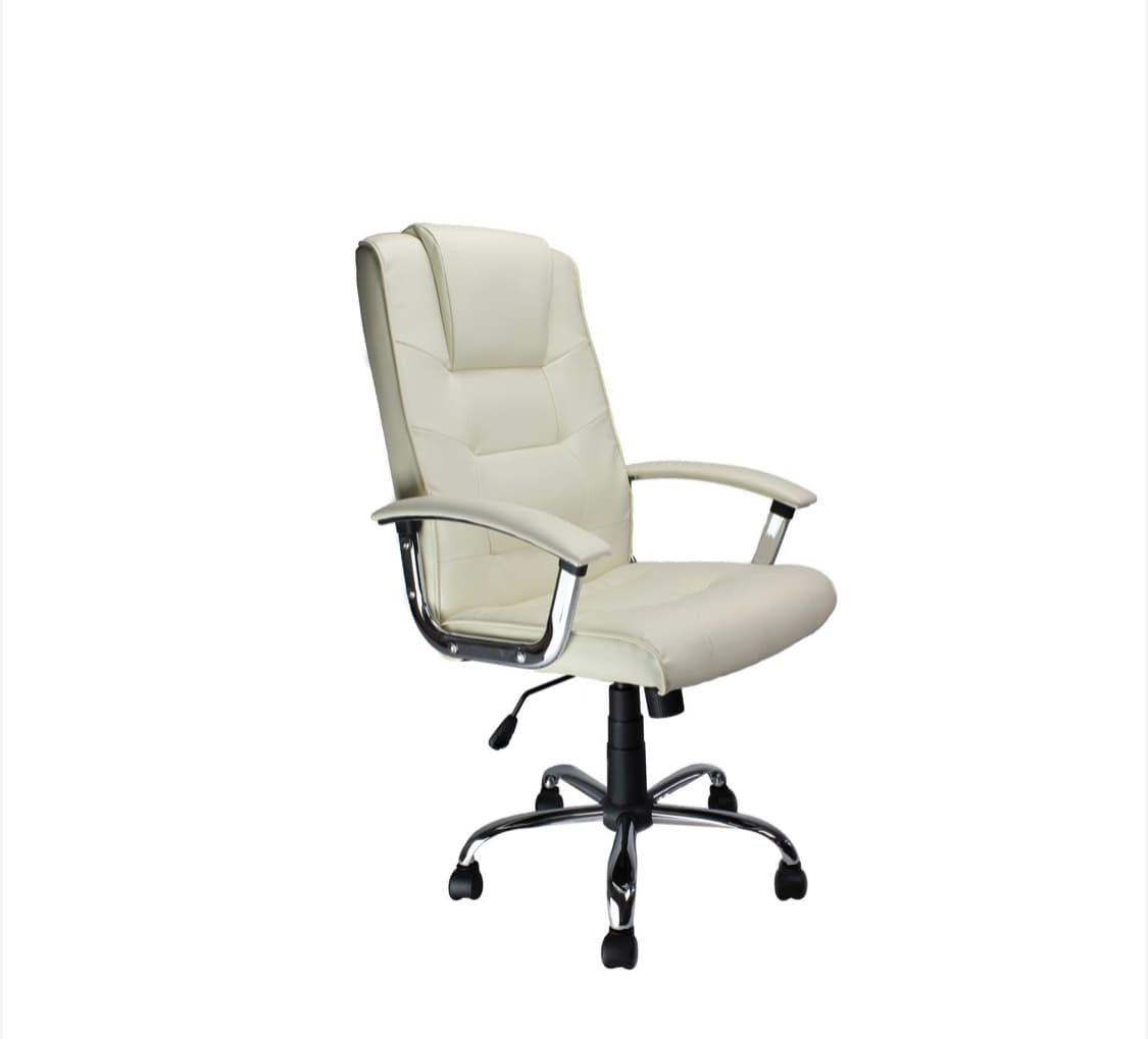 Skye High Back Cream Leather Faced Executive Chair