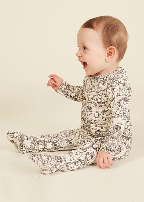 NAT OWL FOOTIE - CREAM — image 1 of 3