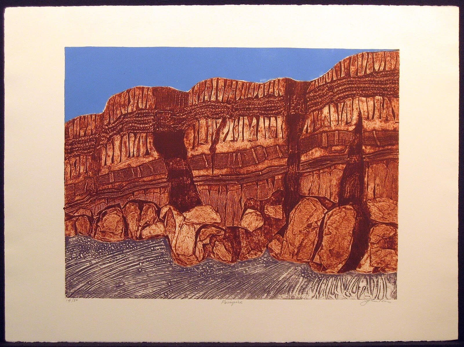 John Ross "Precipice" Hand Signed Collagraph Artwork western art MAKE AN OFFER! — image 2 of 6