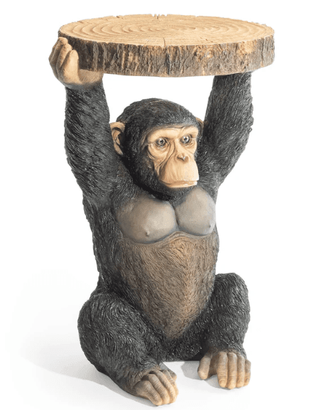 Chimpanzee Holding "Trunk Slice" Side Table