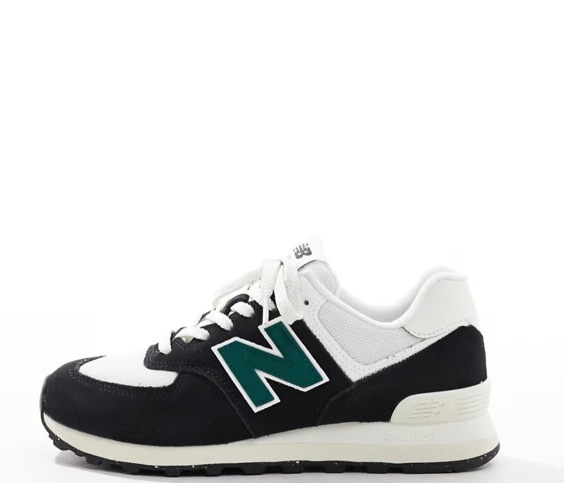 New Balance 574 trainers in black and green — image 2 of 3