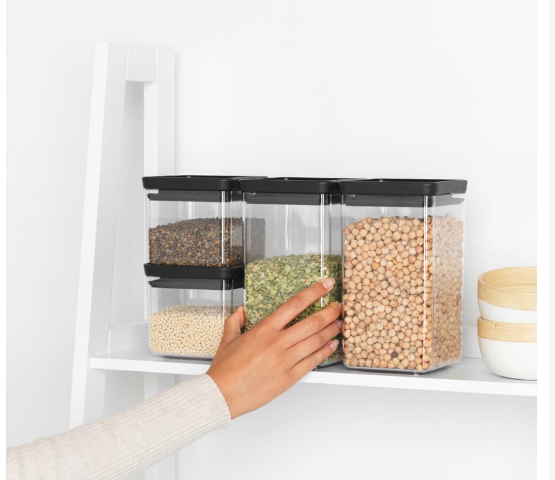 BRABANTIA Set of 4 Dark Grey TASTY+ Square Canister — image 2 of 3
