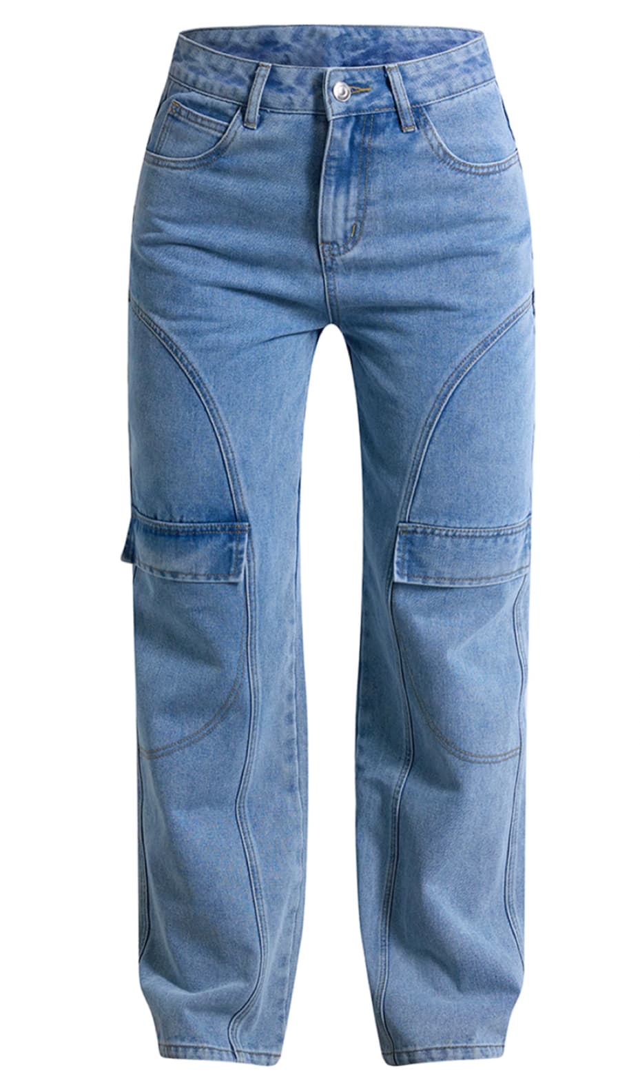 Light Blue Seam Detail Straight Leg Jean — image 1 of 3