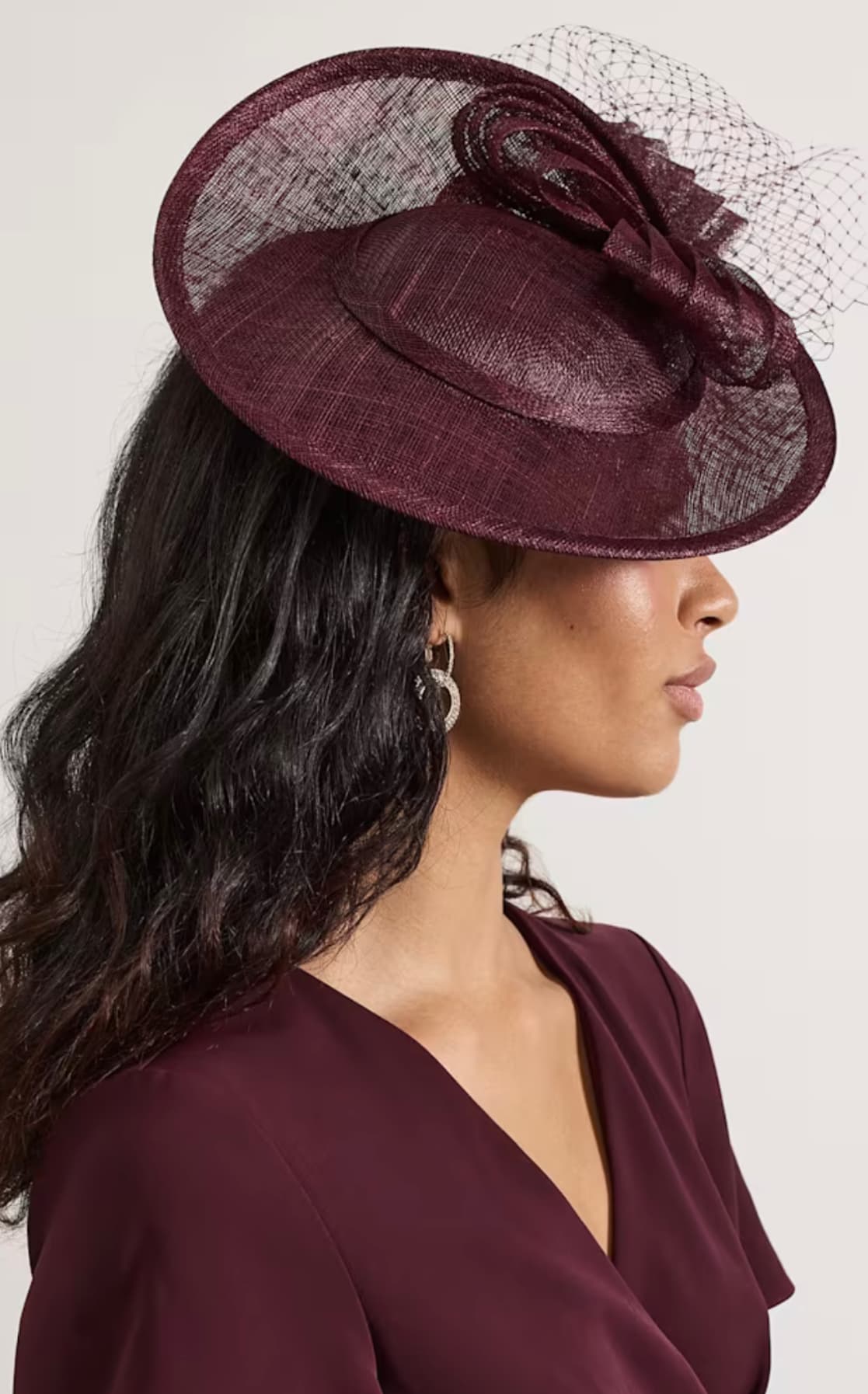 Purple Bow Twist Back Disc Fascinator — image 1 of 2