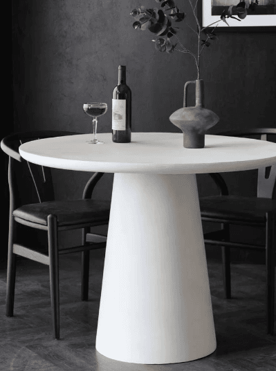 Round Indoor Dining Table In Off-White