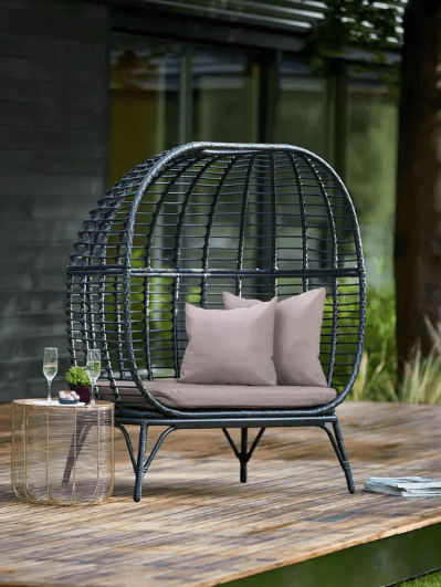 Habitat Kora 2 Seater Egg Garden Bench - Black — image 3 of 3