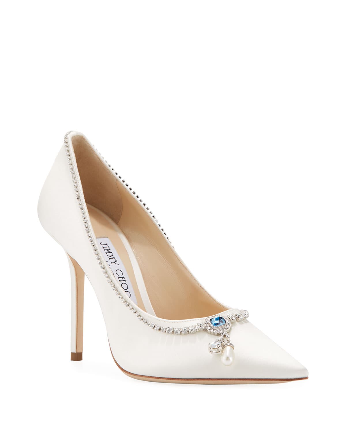 Love 100mm Crystal-Neck Satin Cocktail Pumps — image 1 of 3