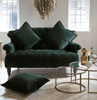Forest Green Velvet 2 Seater Sofa — image 1 of 2