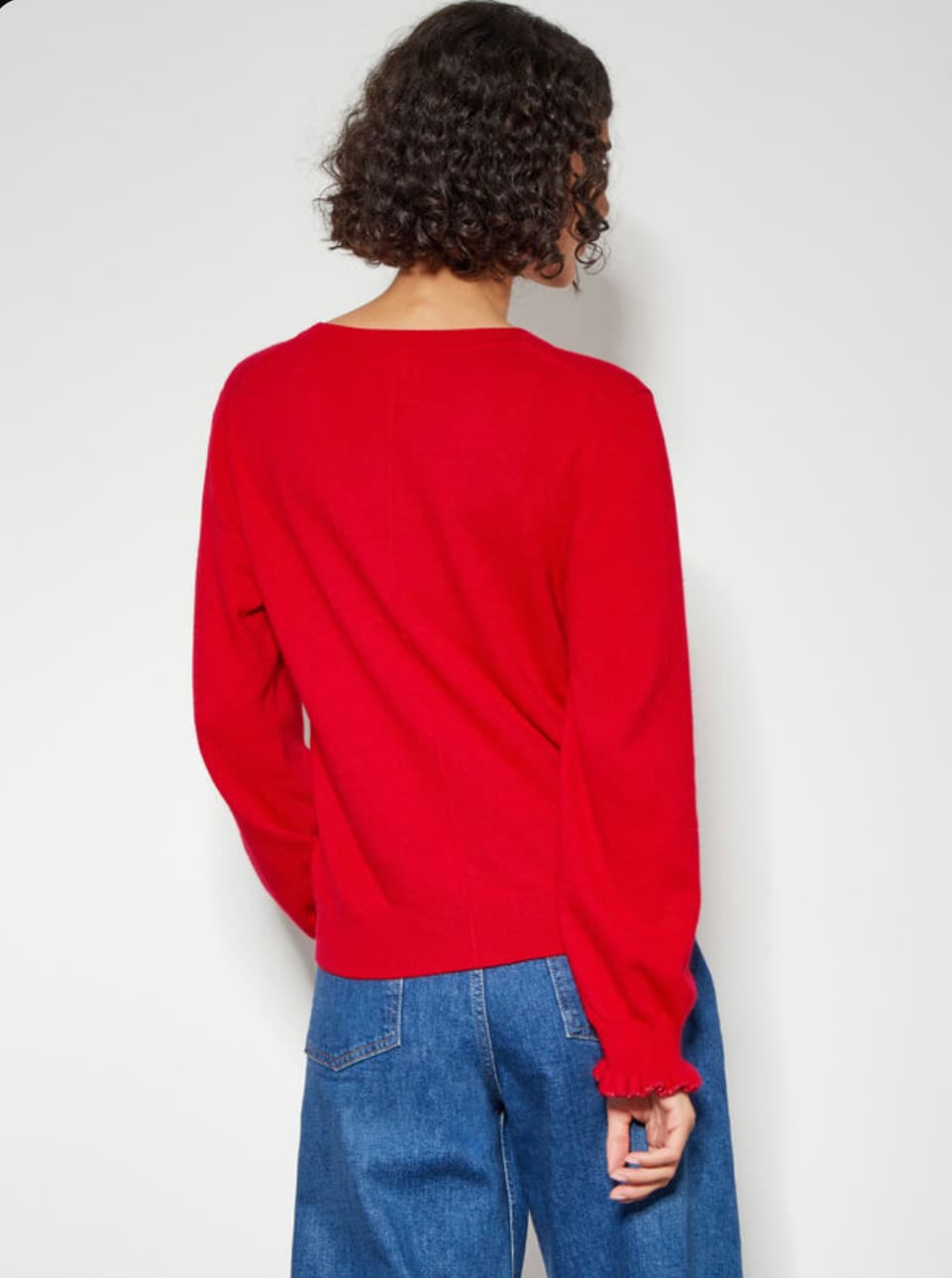 Cora frill crew neck cardigan red — image 3 of 3