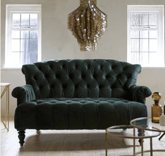 Forest Green Velvet 2 Seater Sofa — image 2 of 2