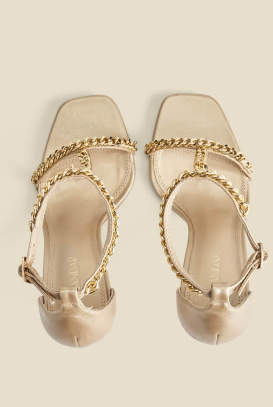 Gold Chain Detail Square Toe Stiletto Heel Sandals — image 2 of 2