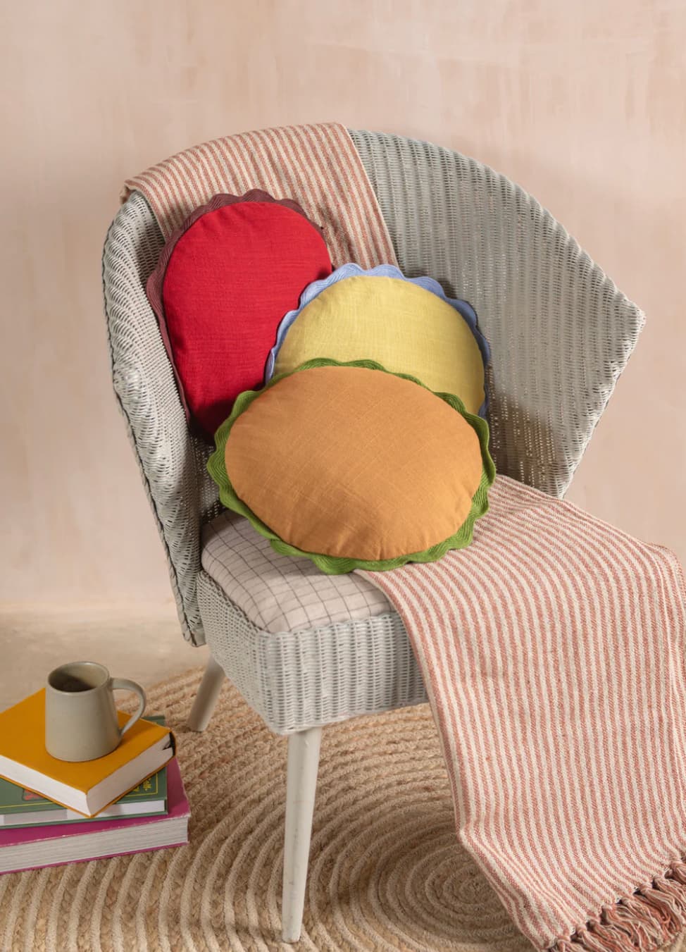 Round Block Colour Cotton Cushion Cover — image 1 of 2