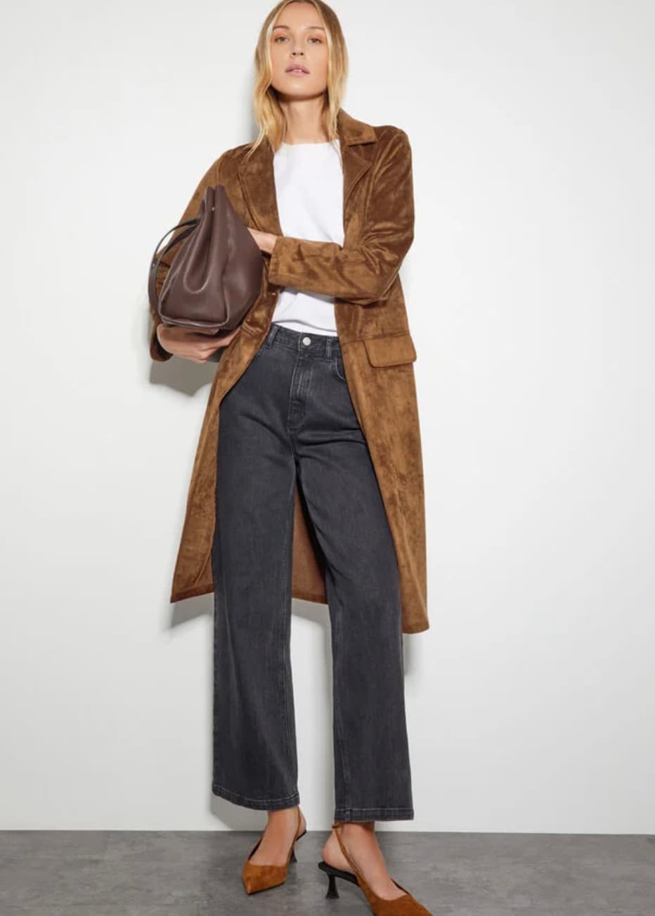 Tove suedette trench coat brown — image 2 of 3