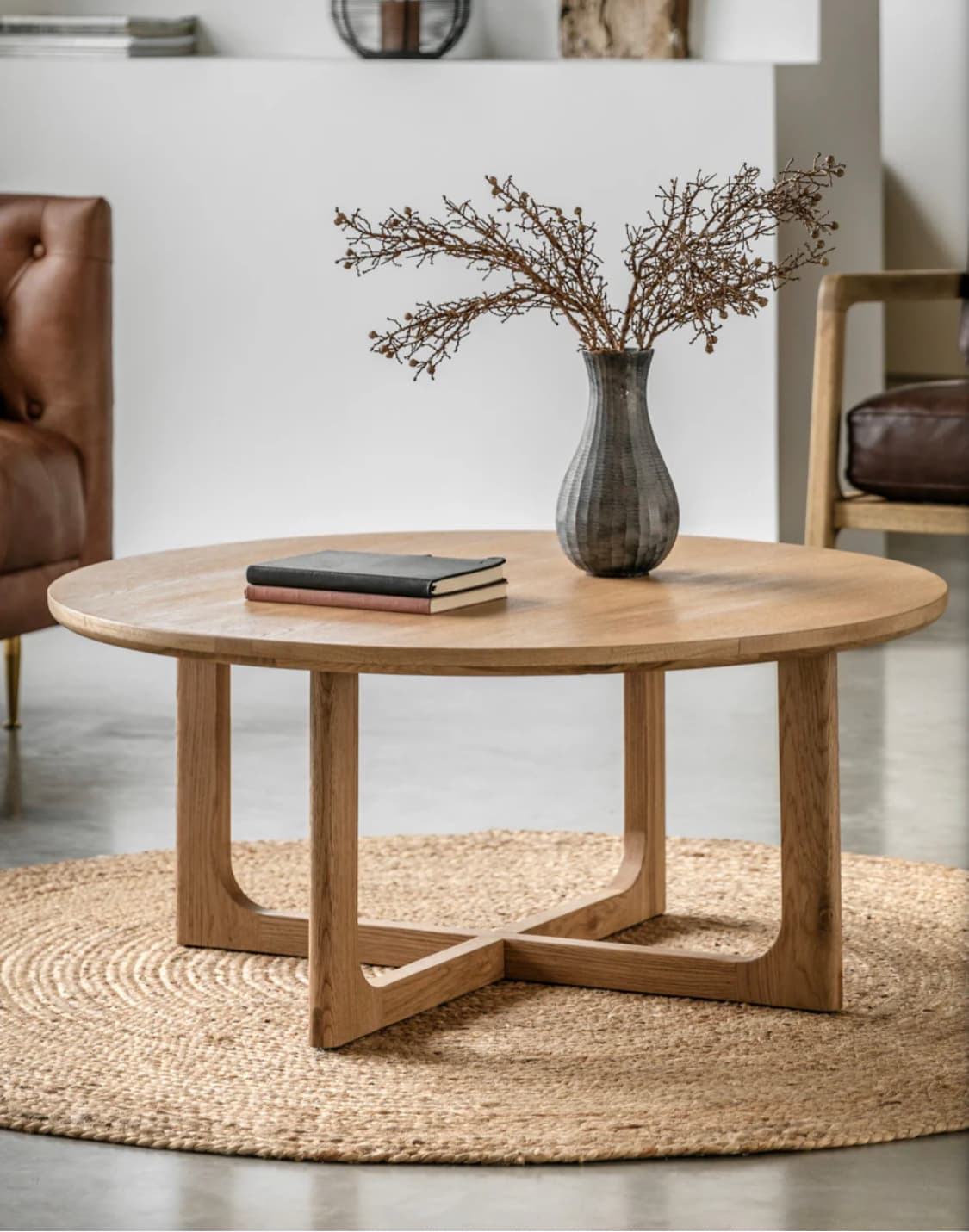 Albie Minimalist Round Coffee Table - Natural — image 2 of 2