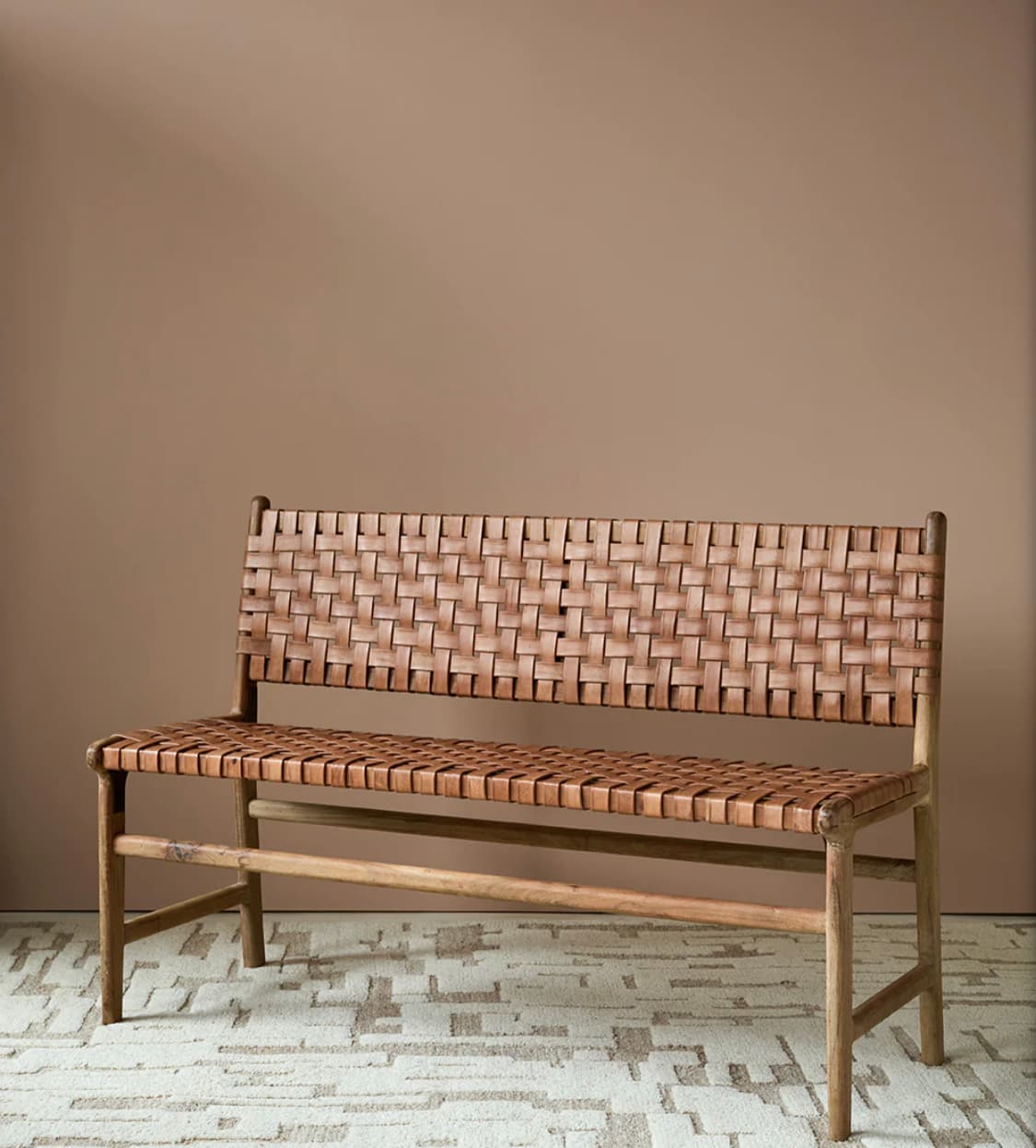 Nkuku Adembi Woven Leather Bench — image 2 of 2