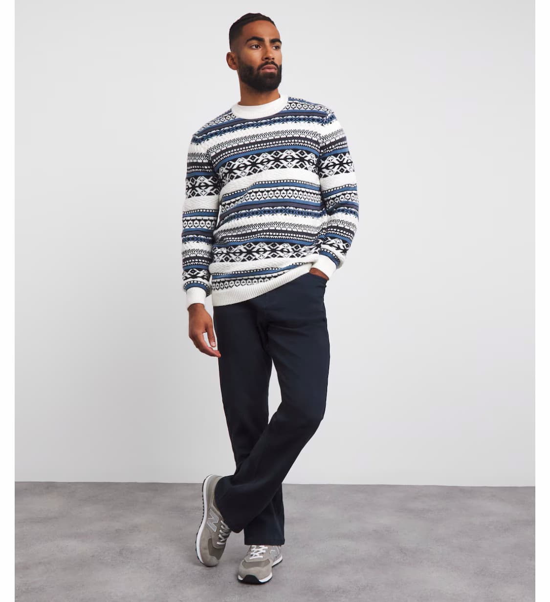 Navy Crew Neck Fairisle Jumper — image 2 of 3