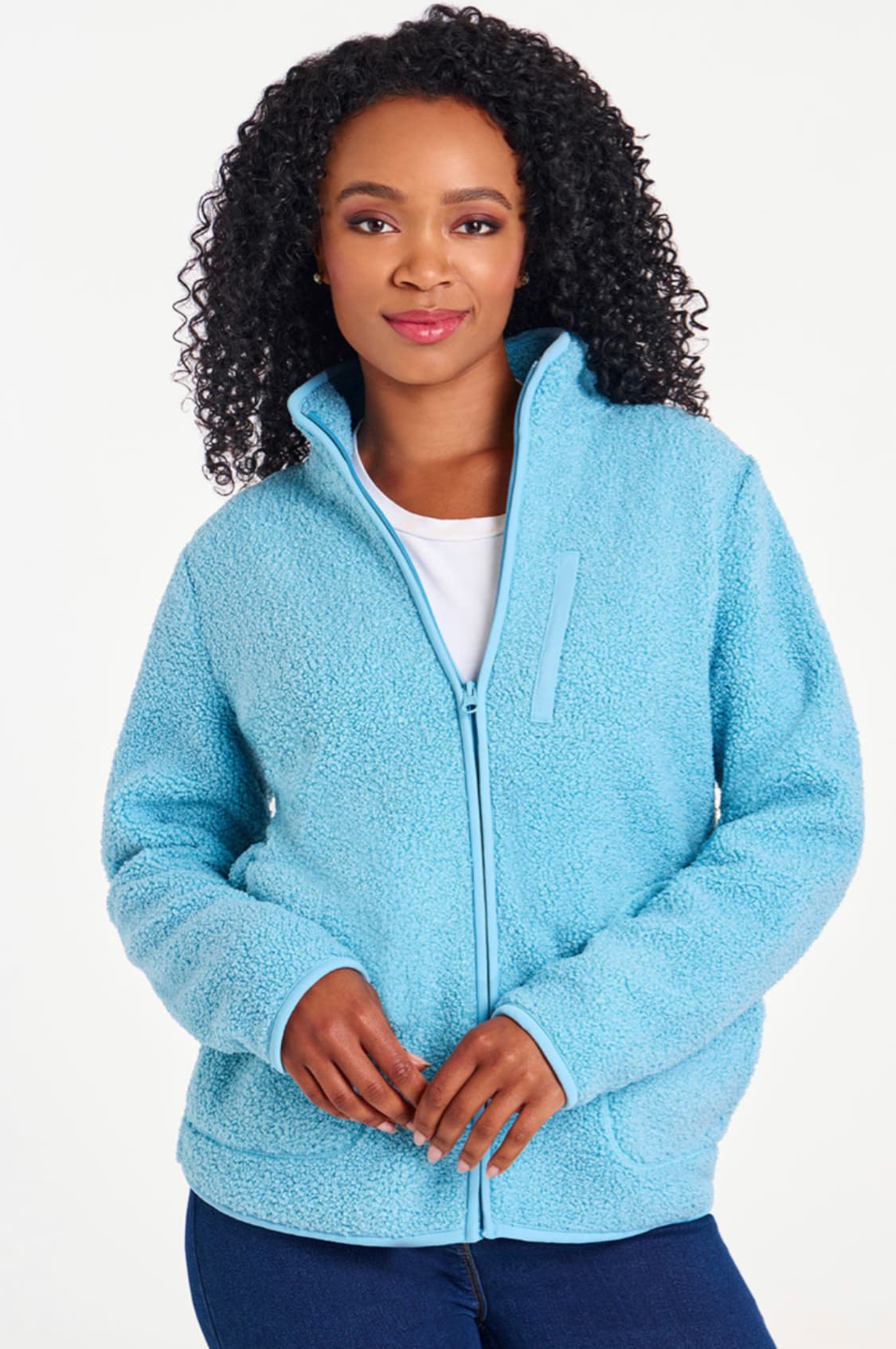 Long Sleeve Teddy Fleece Zip Through — image 1 of 3