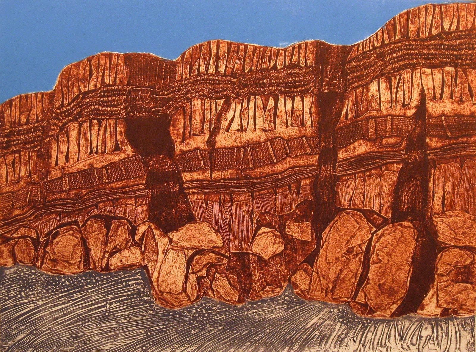 John Ross "Precipice" Hand Signed Collagraph Artwork western art MAKE AN OFFER! — image 1 of 6