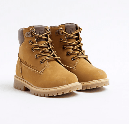 Mini Boys Brown Faux Suede Worker Boots — image 1 of 2