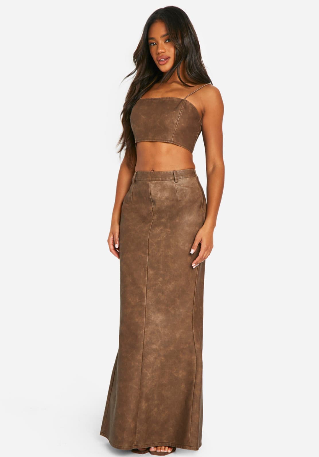 WASHED FAUX LEATHER STRAPPY CROP TOP — image 3 of 3