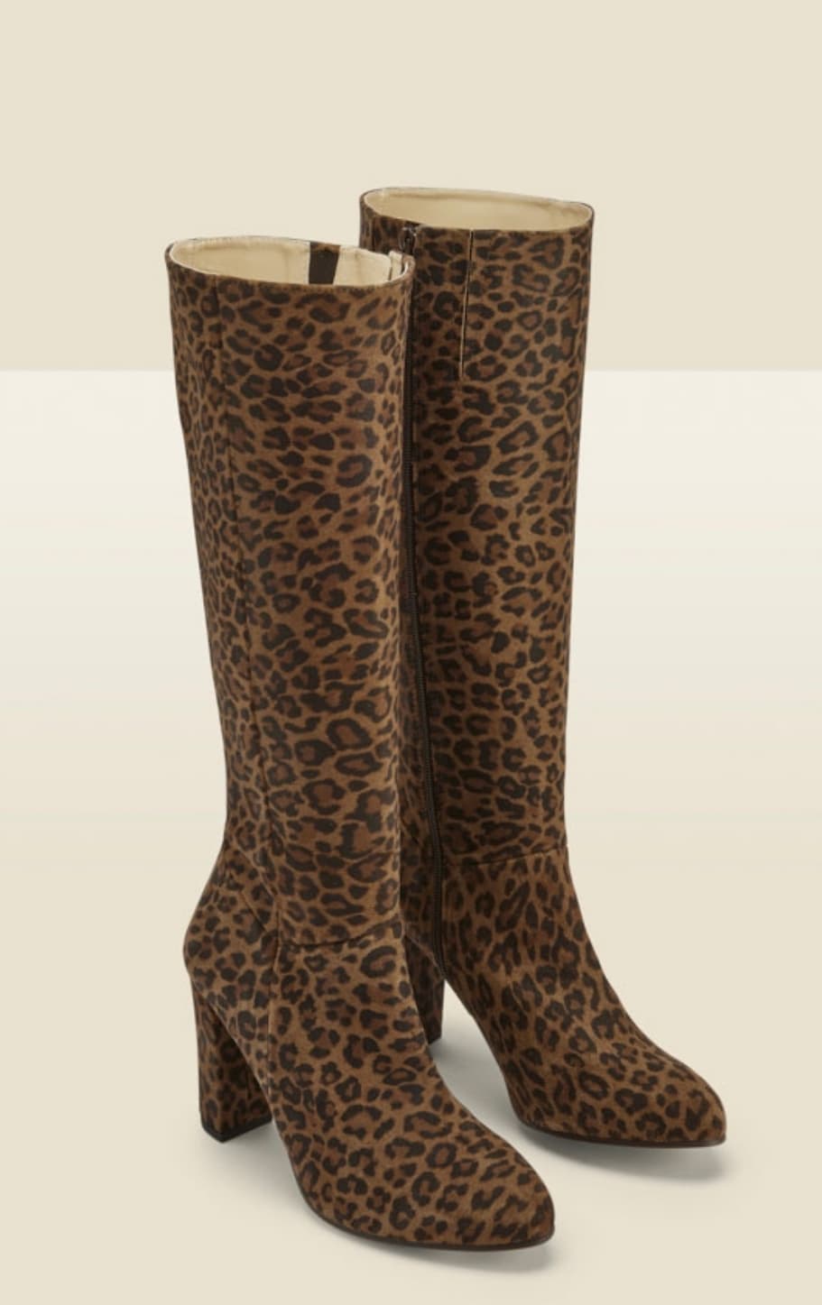 Leopard Print Suede Zip Knee High Boot — image 2 of 2