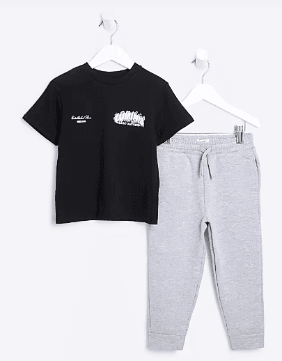 Boys Black Graphic T-shirt and Jogger Set — image 2 of 2
