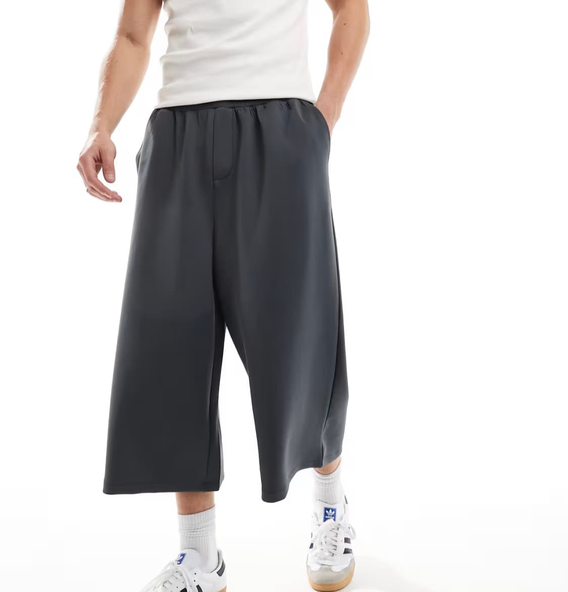 ASOS DESIGN long length scuba jort in grey — image 1 of 3