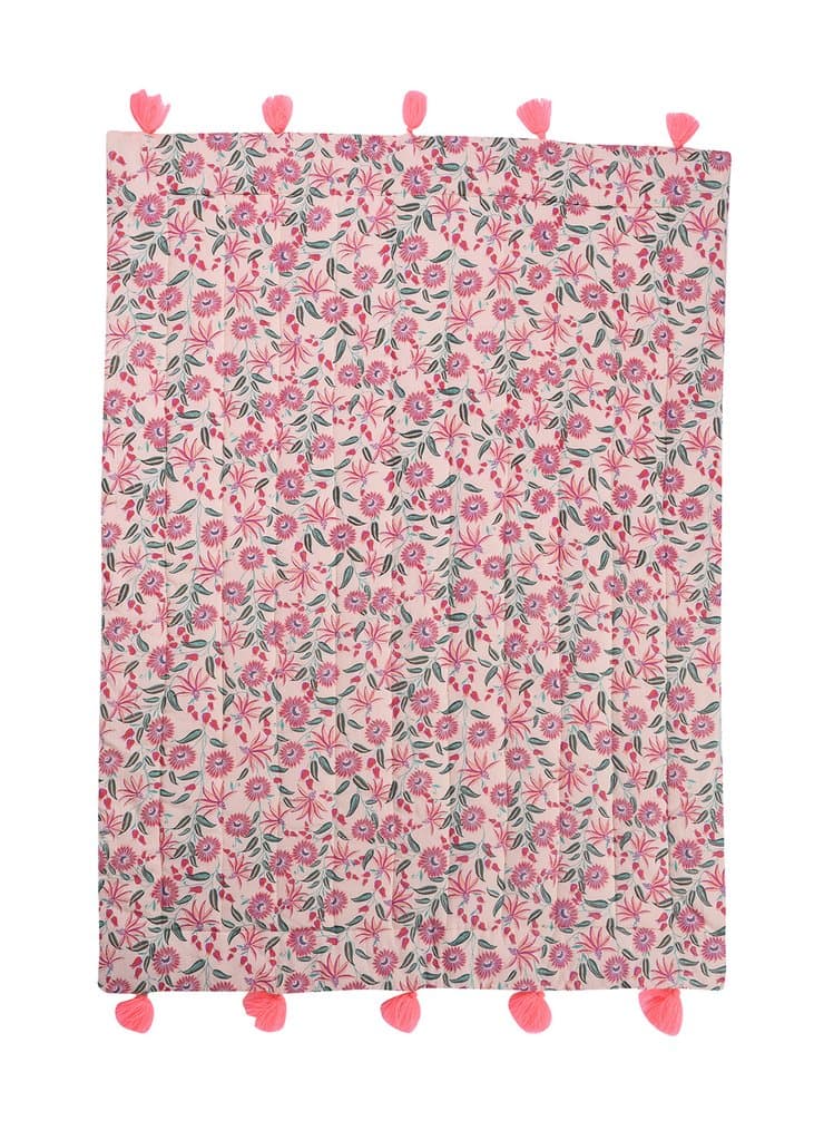 FLORAL QUILTED BLANKET - BLUSH — image 3 of 5