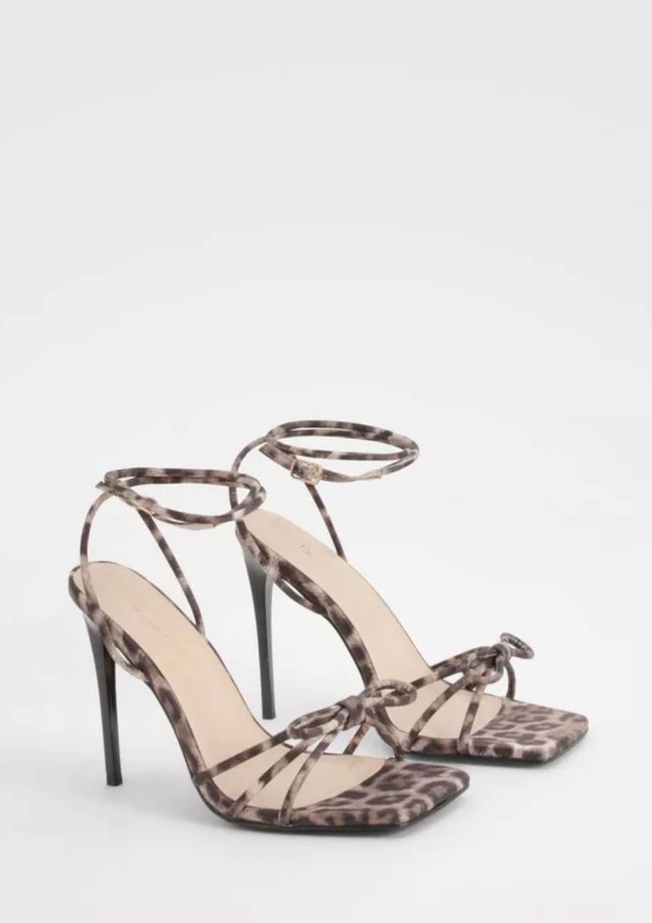 WIDE FIT LEOPARD BOW DETAIL 2 PART BARELY THERE HEELS — image 2 of 2