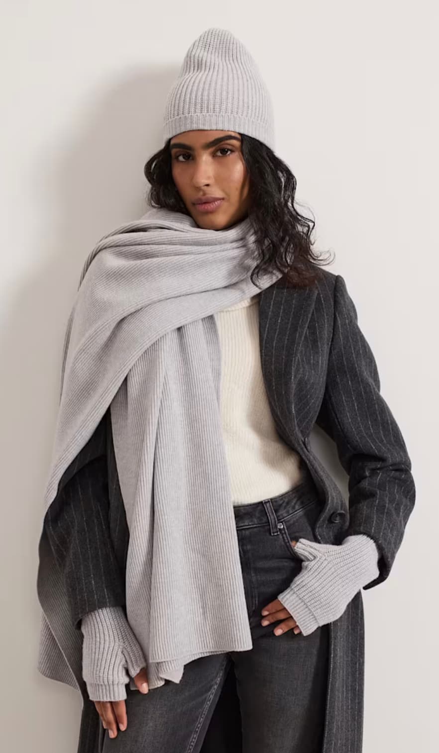 Grey Ribbed Armwarmers — image 2 of 3
