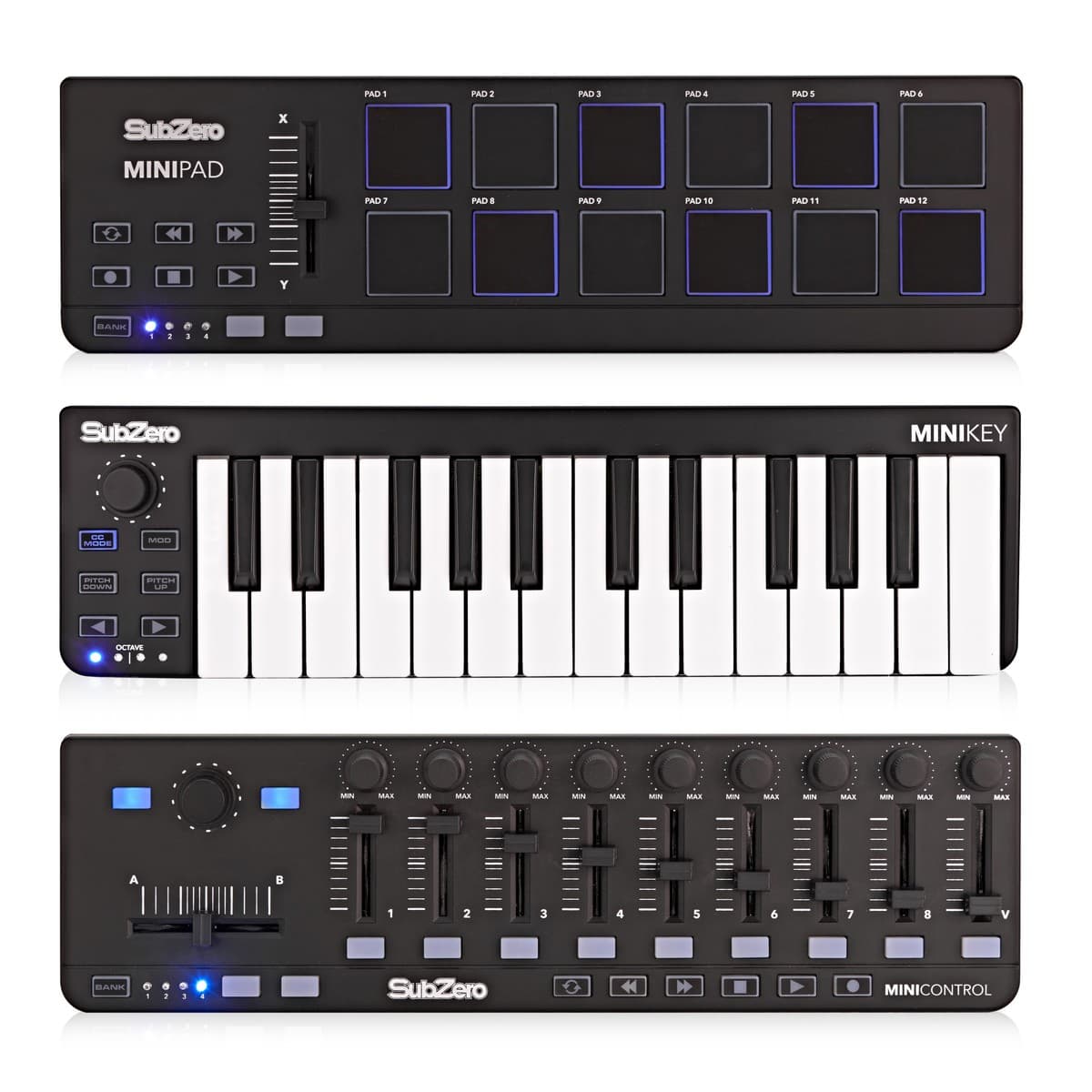 SubZero MINI Series 3 Piece MIDI Controller Set — image 1 of 10