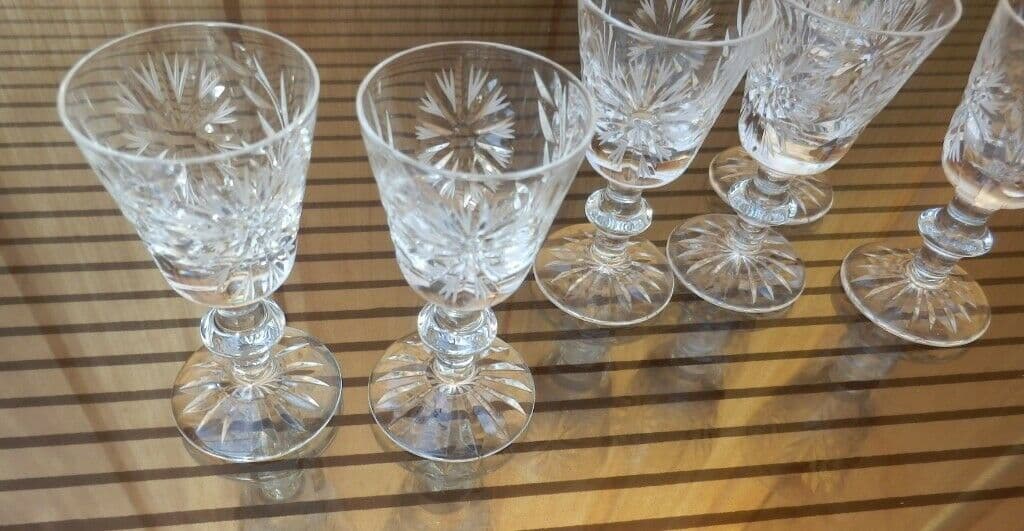 Vintage 1970s set of crystal liquor glasses — image 3 of 5