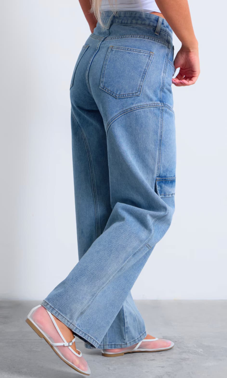 Light Blue Seam Detail Straight Leg Jean — image 2 of 3
