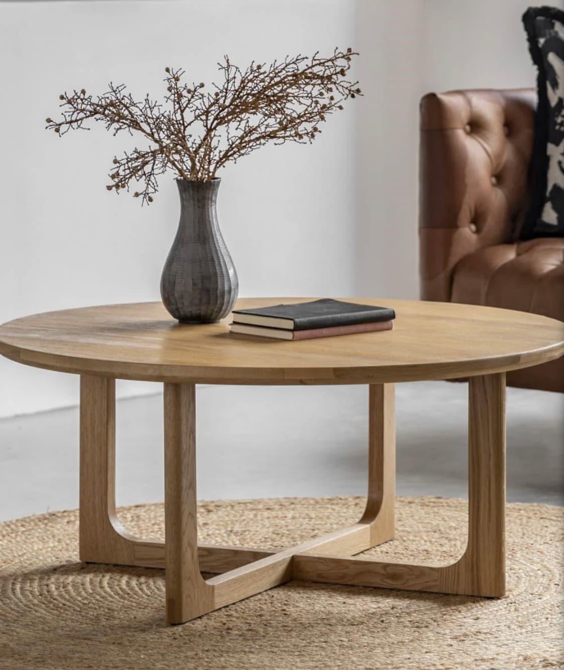 Albie Minimalist Round Coffee Table - Natural — image 1 of 2